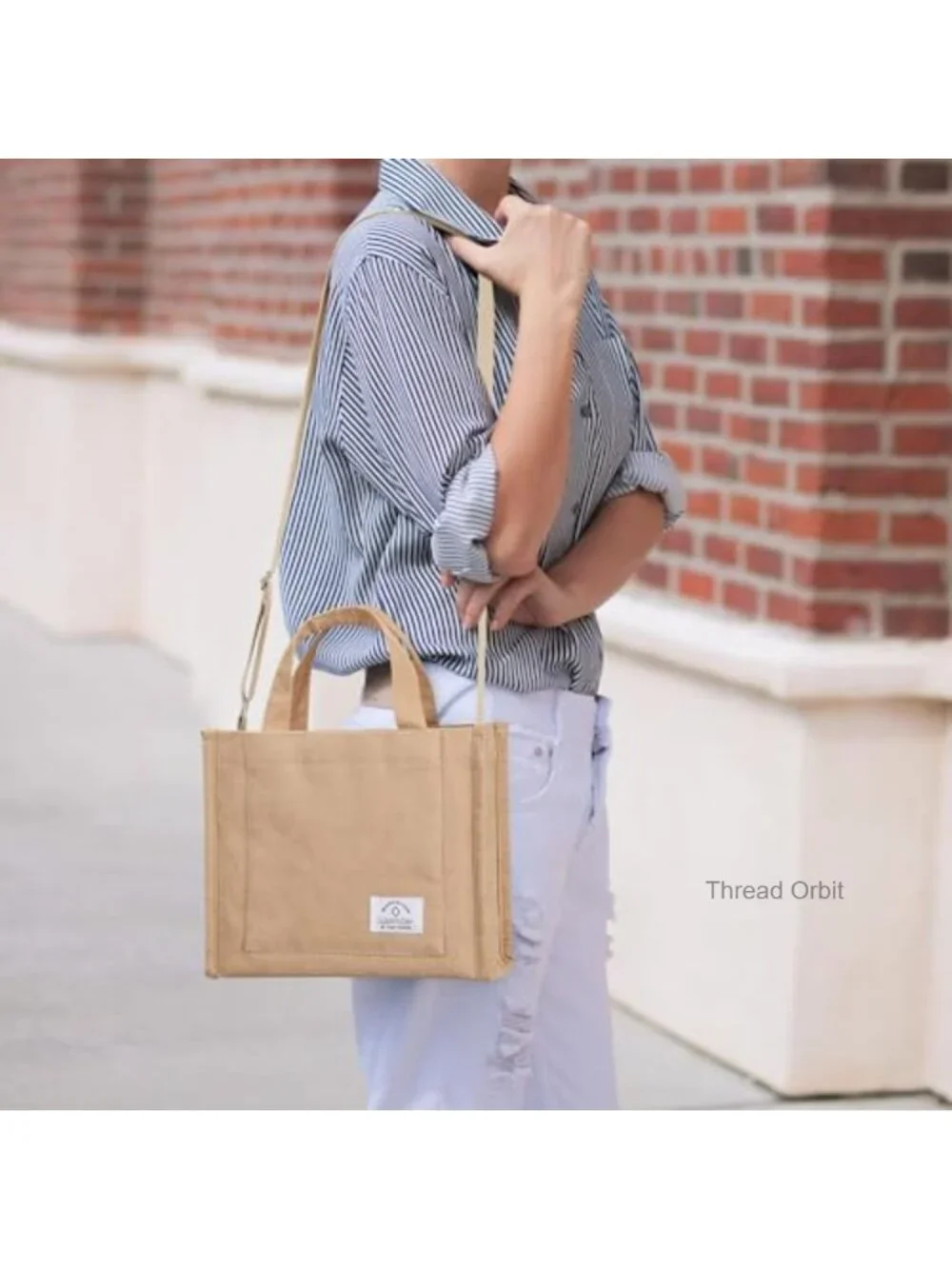 Corduroy Crossbody Tote Bag with Multi-Pockets